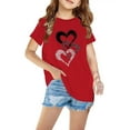 thumbnail image 2 of YLSDY Girls Heart Print Glitter Sequin T Shirts Soft Comfy Cotton Shirts Casual Round Neck Short Sleeve Tee Tops Red 3 Years, 2 of 5