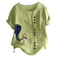 thumbnail image 2 of LOVZFMLL Women's Summer Tops Fashion Summer Round Neck Leisure Short Sleeve Printed Buttons Tops, 2 of 7