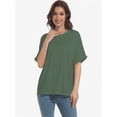 thumbnail image 5 of Women Oversized T-Shirt Loose Fit Workout Tops Short Sleeve Gym Basic Tee Shirt, 5 of 7