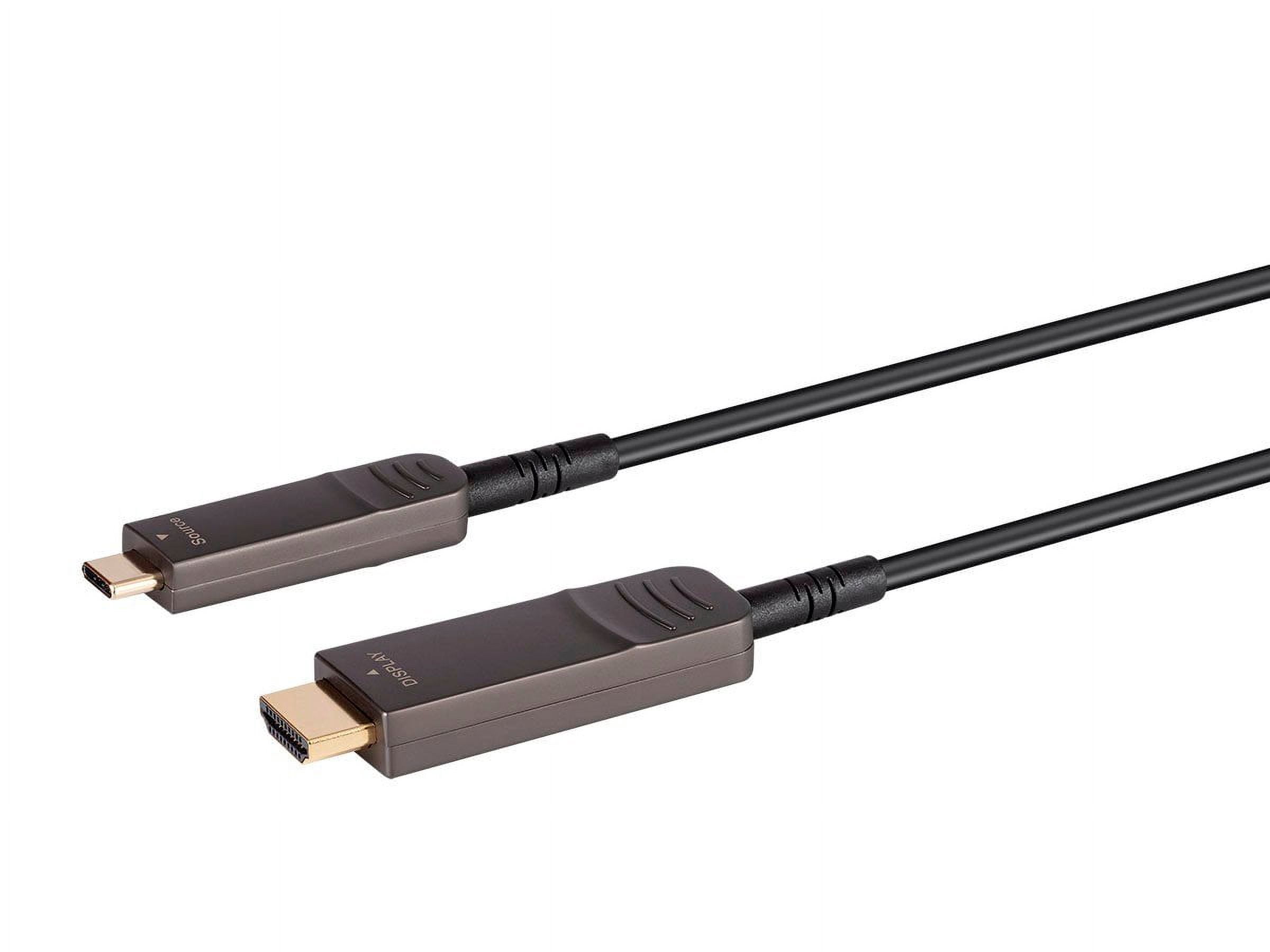 Monoprice USB 3.1 Type-C to HDMI Video Cable - 50 Feet - Black | 4K@60Hz, Fiber Optic, AOC, Transmits Up To 100 Feet, Gold Plated Connectors - SlimRun AV Series