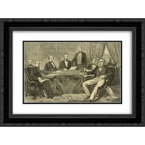 The cabinet at Washington 18x24 Double Matted Black Ornate Framed Art Print