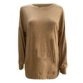 thumbnail image 5 of kayannuo Fall Clothes For Women Women's Casual Solid Color Round Neck Loose Pocket Long Sleeve Sweatshirt Khaki, 5 of 6