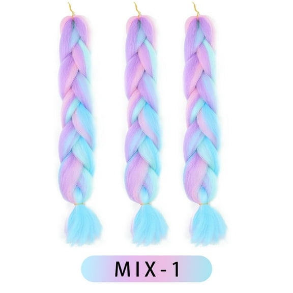 XmhyTop 3 Packs 24 Inch Colorful Braiding Hair Extensions, Ombre Synthetic High-Temperature Resistant Jumbo Braid for Women’s Crochet Braids, MIX-A