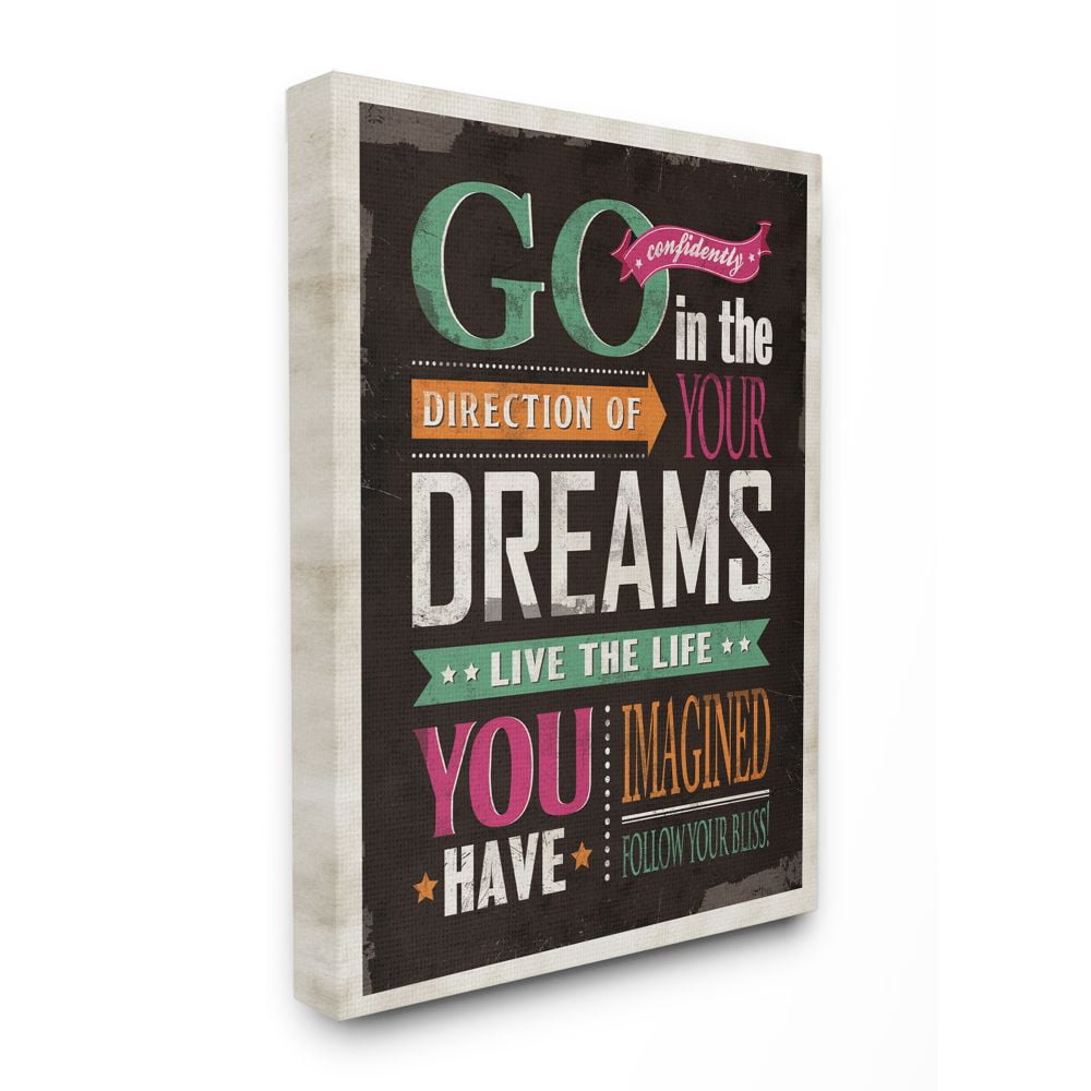 Stupell Industries Go Confidently Inspirational Vintage Word Design Canvas Wall Art by Ester Kay