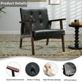 thumbnail image 3 of Bonzy Home Accent Chair Mid Century Modern PU Leather Armchair with Wood Frame for Living Room Bedroom Study Room, Easy Assembly, Black, 3 of 10