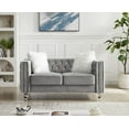 thumbnail image 4 of Gewnee Gray 2-Seater & 3-Seater Velvet Accent Chair - Solid Eucalyptus Frame, Acrylic Crystal Legs, Removable Cushions & Pillows for Living Room/Bedroom, 4 of 12