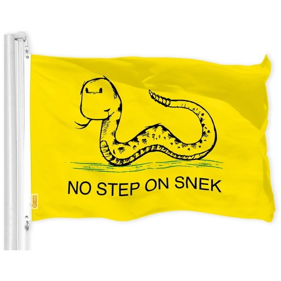 G128 No Step on Snek Cute Cartoon Flag | 3x5 Ft | LiteWeave Pro Series Printed 150D Poly | Novelty Flag, Indoor/Outdoor, Vibrant Colors, Brass Grommets, Thicker and More Durable Than 100D 75D Poly