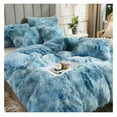 thumbnail image 2 of TiaGOC Tie Dye Printed Faux Fur Bedding Set Modern Abstract Shaggy Plush Duvet Cover with Pillow Sham, Ultra Soft Warm (, Tie Dye Turquoise), 2 of 8