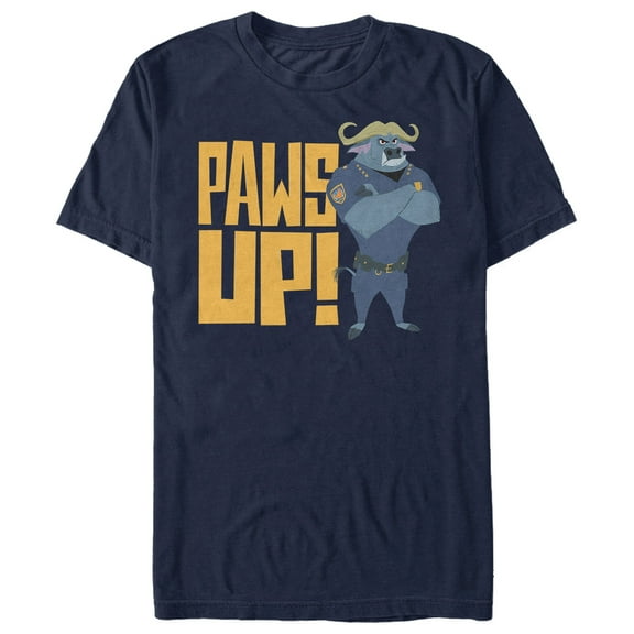 Men's Zootopia Chief Bogo Paws Up  Graphic Tee Navy Blue Small
