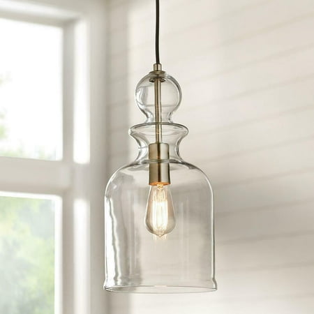 

Home Decorators 1-Light Brushed Nickel Pendant with Clear Glass Shade