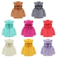 thumbnail image 3 of GYRATEDREAM Toddler Girls Boys Hooded Fleece Jacket Baby Bear Ears Zip Up Solid Color Outwear Coat with Pockets Kids Fall Winter Clothes Off-White for 1-7Y, 3 of 3