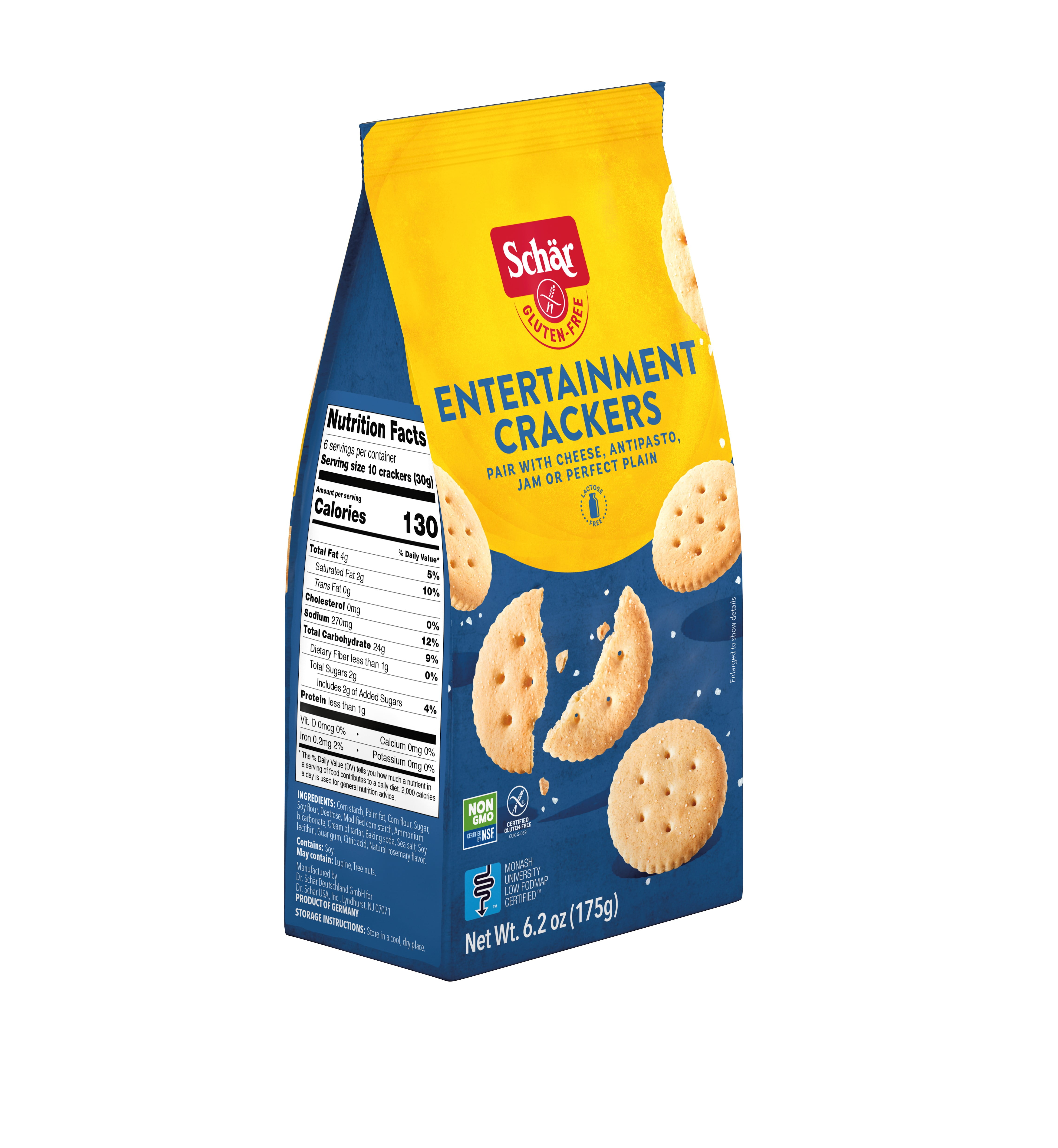 (5 pack) Schar Gluten Free Entertainment Crackers with Sea Salt, Paper Packet, 6.2 oz