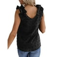 thumbnail image 3 of KZKR Womens Summer Jacquard Tank Top Chiffon Sleeveless Shirt V Neck Blouse, 3 of 3