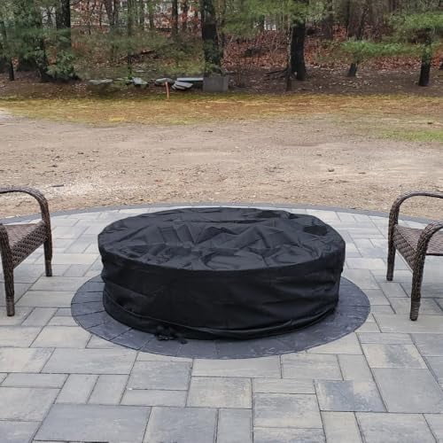 60 Inch Outdoor Built In Fire Pit Cover for In Ground Stone Firepit Waterproof Heavy Duty Large Round Concrete Fire Pit Covers