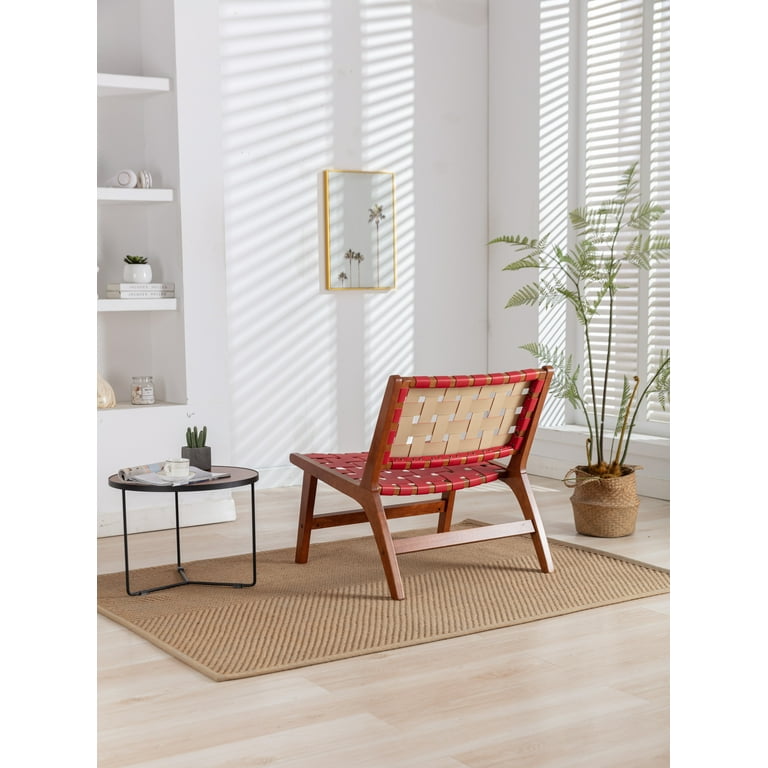 Soleil leather deals woven accent chair