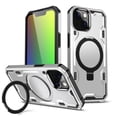 thumbnail image 2 of For Apple iPhone 15 Plus (6.7") Hybrid Magnetic Ring Stand Invisible Foldable Military Grade Shockproof Fit with Magsafe Phone Case Cover by Xpression - Silver, 2 of 8