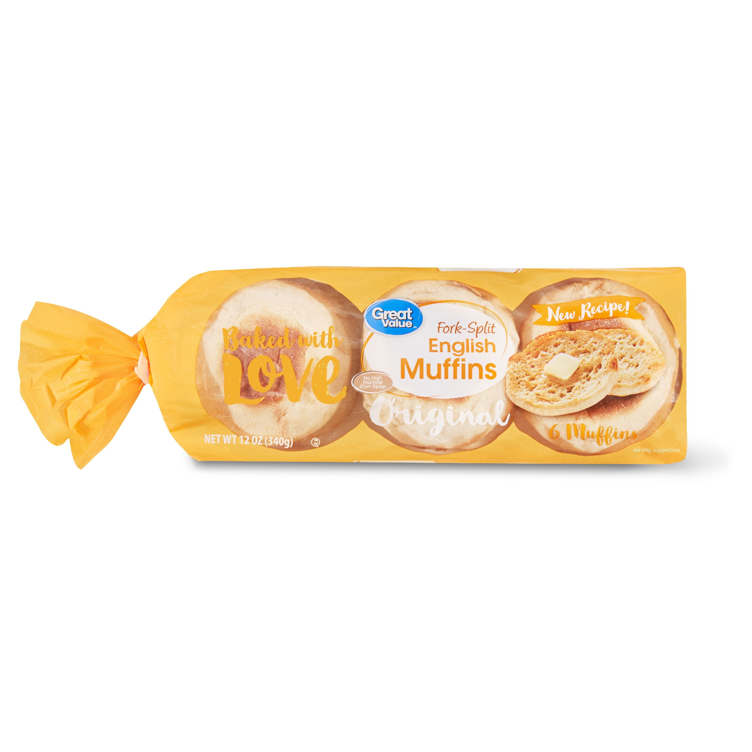Great Value Original English Muffins, 12 Oz., 6 Count