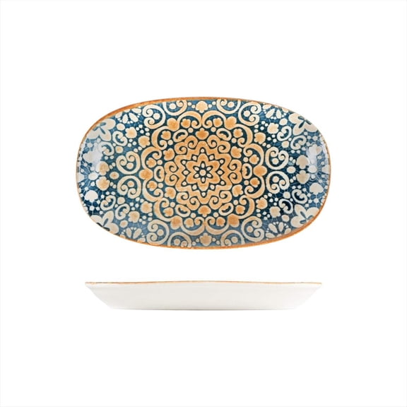 Alhambra 11.25" x 6.75" x h:1.25" Oval Decorated Porcelain Platter