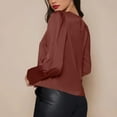 thumbnail image 4 of biudgviw Dressy Tops for Women Elegant Lantern Long Sleeve Business Casual Shirts Satin Solid Color Formal Evening Party Blouses, 4 of 7
