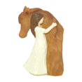 thumbnail image 2 of Girl abraza la escultura de la figura de la figura pintada a mano Figura Regalos de caballos para niñas Estatuas de resina para recuerdo Chica bajita 8x6x12cm, 2 of 8