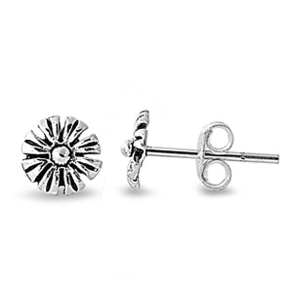 Sunflower Flower Stud Earrings .925 Sterling Silver Jewelry Female Unisex