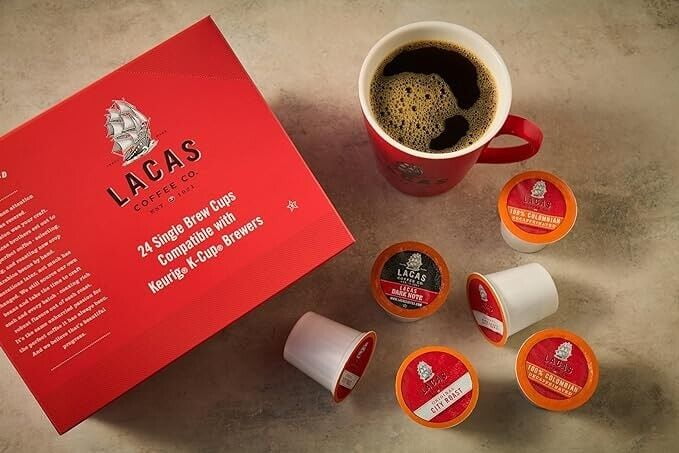 Lacas Coffee Single Cups, 24 Count (100% Colombian Decaf)