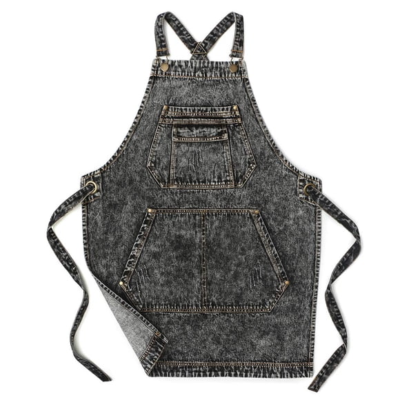 Delantal Jeanerlor de mezclilla con bolsillos para estilista, color negro