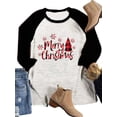 thumbnail image 3 of Sonducket Camiseta Mujer Letras De Navidad Cuello Tops Manga 3/4 Otoño Invierno Camiseta Estampada Ropa, Negro, S Prendas para la parte del cuerpo Mangas 3/4 negras METRO, 3 of 5