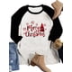 thumbnail image 3 of Sonducket Camiseta Mujer Letras De Navidad Cuello Tops Manga 3/4 Otoño Invierno Camiseta Estampada Ropa, Negro, S Prendas para la parte del cuerpo Mangas 3/4 negras XXL, 3 of 5
