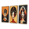 thumbnail image 3 of Designart "Urban Woman Contemporary Portrait I" Abstract Portraits Framed Wall Art Set Of 3 - Red Transitional Frame Gallery Set For Office Decor, 3 of 6