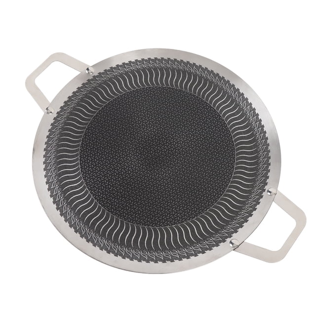 Poêle Barbecue Ronde en Acier Inoxydable Antiadhésive avec Doubles Poignées et Distribution Rapide de la Chaleur, Convient pour 4 à 6 Personnes