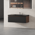 thumbnail image 5 of Yoneston 42" Floating Bathroom Vanity, Modern Wood Wall-Mounted Striped Bathroom Storage Cabinet with Soft Close Drawer and Glossy White Solid Surface Basin, Black, 5 of 5