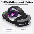 thumbnail image 5 of PECHAM RGB Battery Head Strap Fit for Meta/Oculus Quest 3/3S, 12000mAh Adjustable VR Headset Elite Strap for Enhanced Comfort and Play Time - Black, 5 of 8