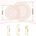 thumbnail image 2 of 125 platos de plástico rosa con borde dorado, juego de platos de plástico festoneado incluye 25 cenas, 25 platos de postre, 75 cubiertos dorados para 25 geusts para bodas y fiestas de cumpleaños, 2 of 4