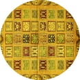 thumbnail image 1 of Ahgly Company Machine Washable Indoor Round Oriental Yellow Modern Area Rugs, 7' Round, 1 of 4