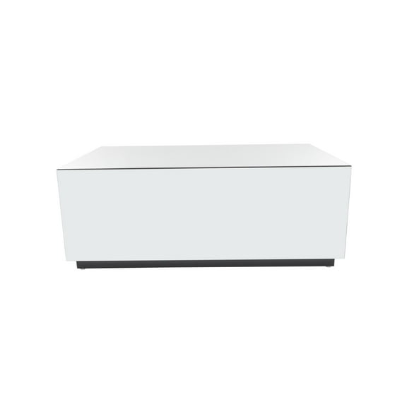 DecMode 47" x 18" Silver Glass Mirrored Rectangle Coffee Table with Black Elevated Base, 1-Piece