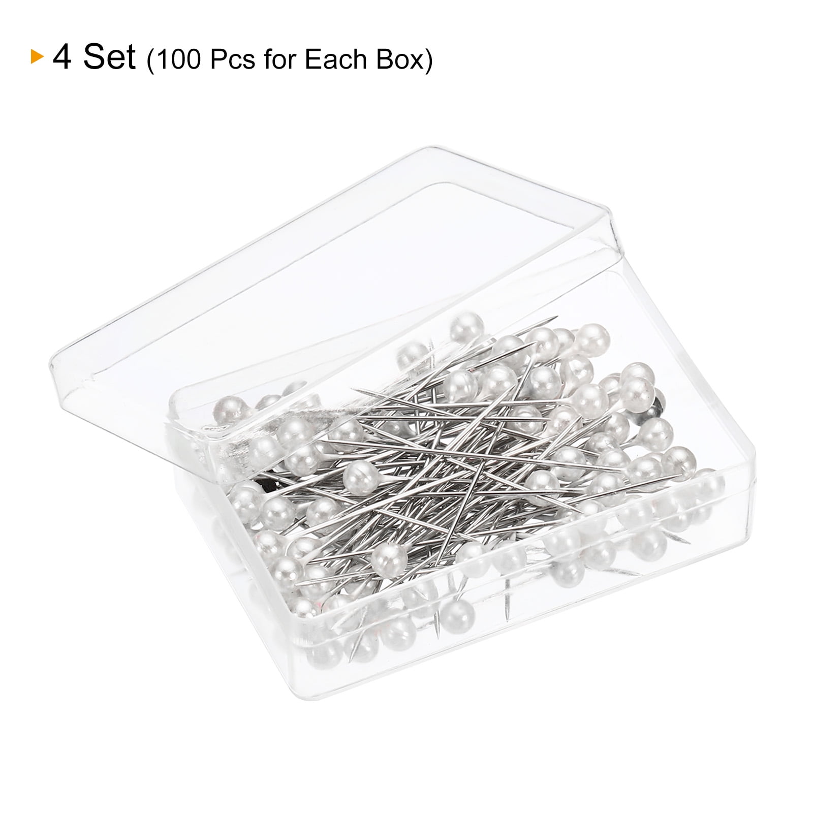 Unique Bargains Pearlized Sewing Pins Set Stainless Steel Ball Head Needle White 4 Sets