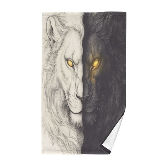 Wobogo Black and White Lion Face Towel Soft Breathable Cotton Towel Set for Bathroom Kitchen Hotel Spa Gift Decor