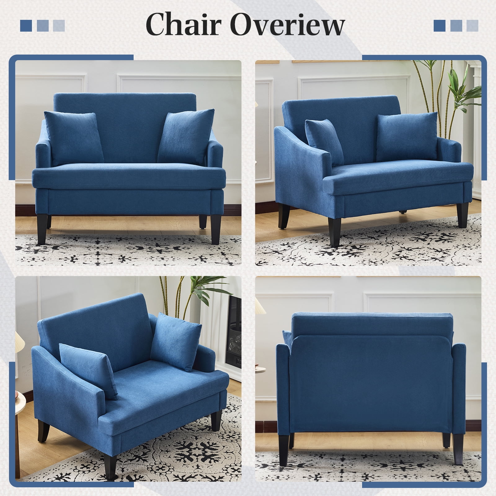 Bezseller 41" Oversized Accent Chair for Living Room, Bedroom, Blue