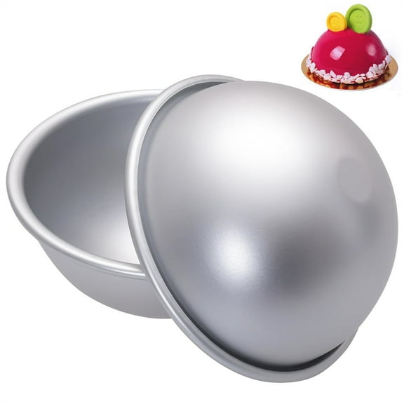HYG Aluminum Alloy Hemisphere Cake Mold Nonstick Dome Cake Pan 4 inch Half Ball Shaped Kitchen Baking Tools Half Soccer Cake Mold for Birthday Wedding Party DIY Cake Supply 2 Pcs