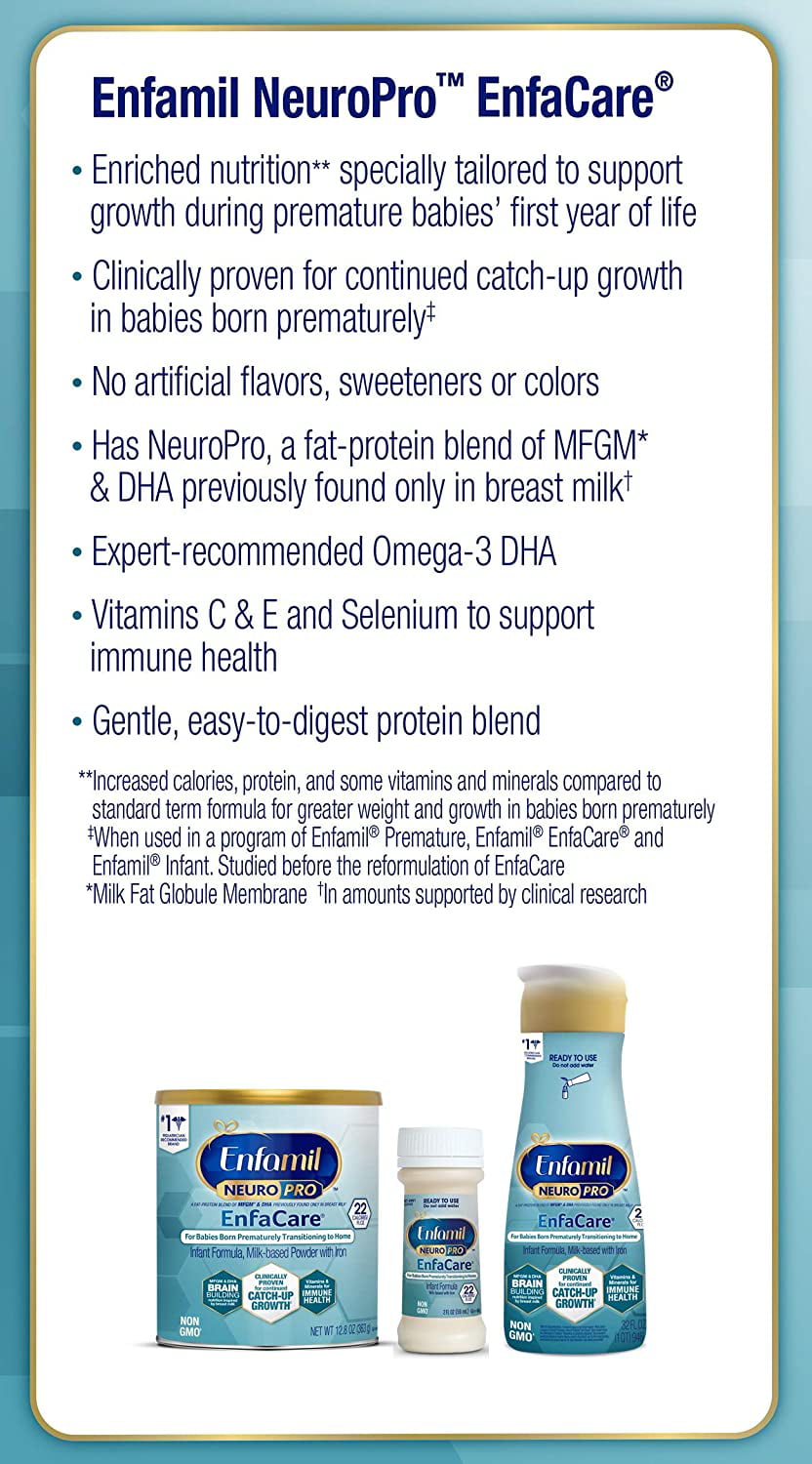 Enfamil Enfacare Gmo Free Milk Based Powder With Iron Powder Baby Formula 12 8 Oz Can Walmart Com Walmart Com