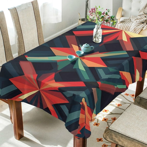 Yayeee Tablecloths 54" x 54" Rectangle Wrinkle Resistant Party Table Cover, Red Abstract