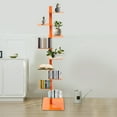 thumbnail image 4 of 1* Rotating 9-tier Bookshelf, Orange Rotating Spine Bookshelf, Vertical Spine Book Tower, 9-Tier Metal Bookcase Book Organizer, 4 of 11