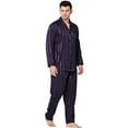 thumbnail image 1 of LONXU Men's Pajamas Long Sleeve Silk Satin Luxury Drawstring Nightwear Sets S - XXXXL, 1 of 3
