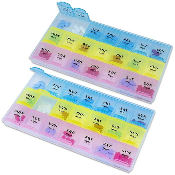 MEDca Weekly Pill Organizer, (Pack of 2) 21 Day Pill Planners for Pills