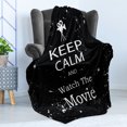 thumbnail image 4 of Keep Calm Soft Flannel Fleece Blanket, Watch the Movie Words for Film Buffs Grungy Weathered Backdrop with Old Camera, Cozy Plush for Indoor and Outdoor Use, 50" x 60", Black White, by Ambesonne, 4 of 5