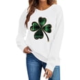 thumbnail image 4 of St Patricks Day Sweatshirt for Women Green Shamrock Printed Shirts Casual Long Sleeve Crew Neck Pullover Tops (XL, White), 4 of 6