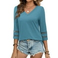 thumbnail image 4 of Ronuti 3/4 Length Sleeve Womens Tops Dressy Casual Blouses for Women 2025 Trendy V Neck T Shirts Fall Clothes, 4 of 9