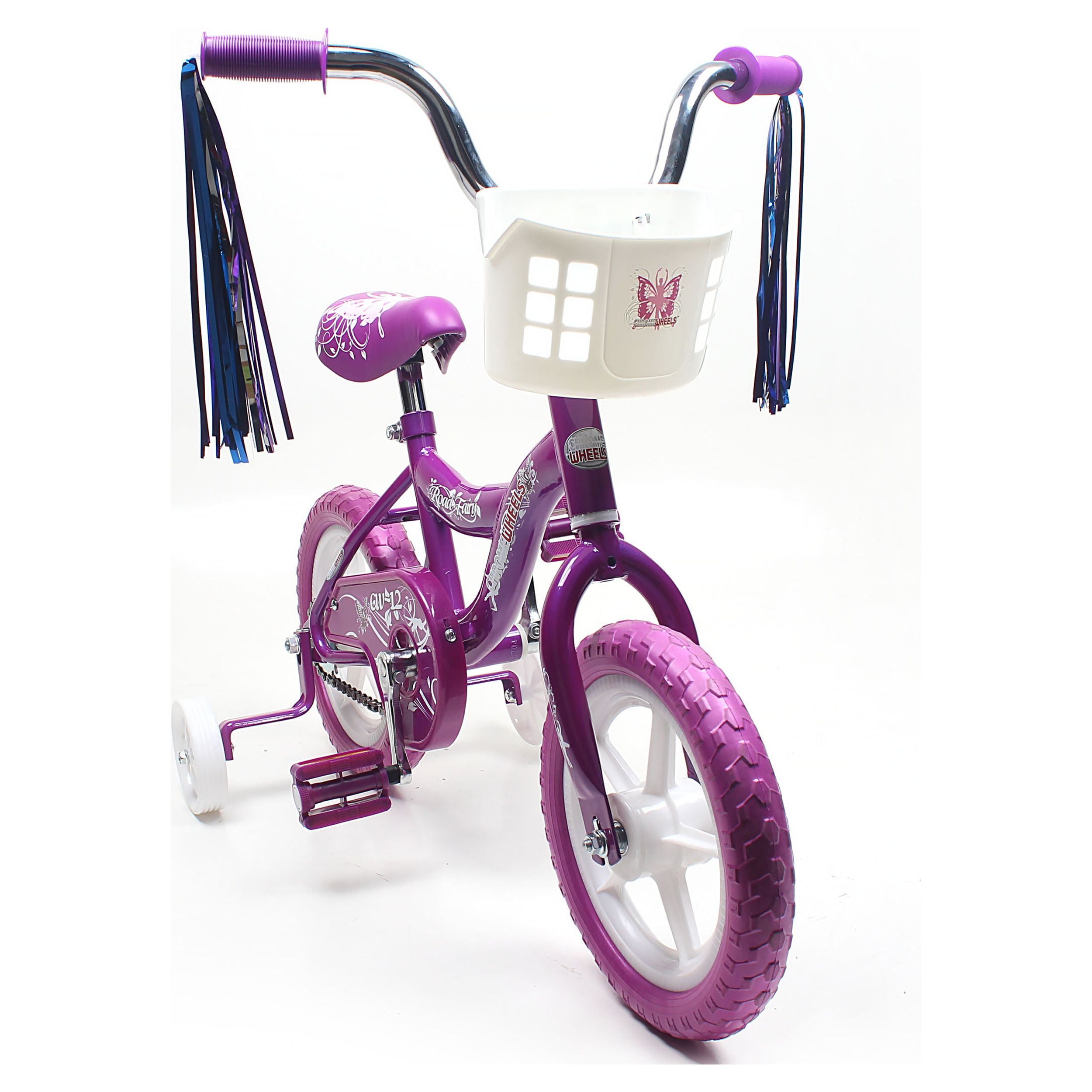 WonderPlay BMX 12 In. Kid's Bike for 2-4 Years Old, Bicycle for Girls with Front Basket, EVA Tires with Training Wheels and Coaster Brake, Purple