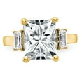 thumbnail image 5 of 14K Yellow Gold Ring Band Moissanite Octagon Emerald White Baguette, 5 of 7